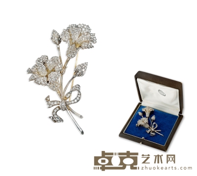 维多利亚时期 花束系列鸢尾花造型钻石胸针 10.4×5cm 