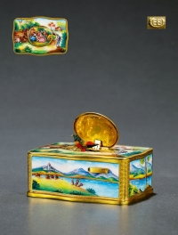 1880年制 珐琅彩绘鎏金鸟鸣盒