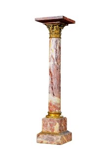 十九世纪制 铜鎏金花叶饰紫色花理石底座