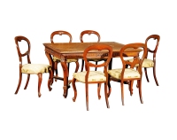 1930年制 法式藤叶饰餐桌配六椅