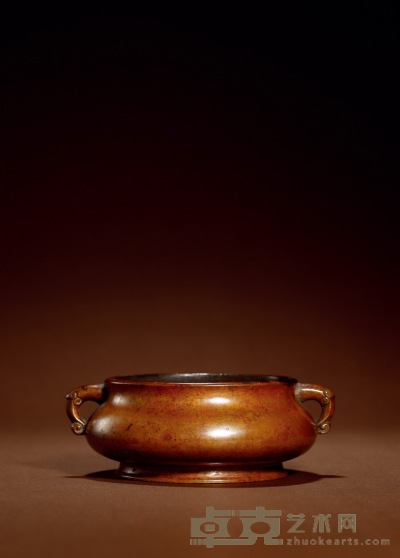 明-清·大明宣德年制款铜如意耳炉 高：4.5cm 通径：12.7cm 口径：9.2cm