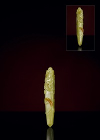 清·黄玉浮雕螭龙纹锥形饰
