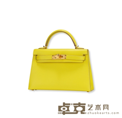 爱马仕Hermès 柠檬黄EPSOM皮MINI KELLY2代手提包 L.20×H.12×D.6cm，握把9.5×6cm