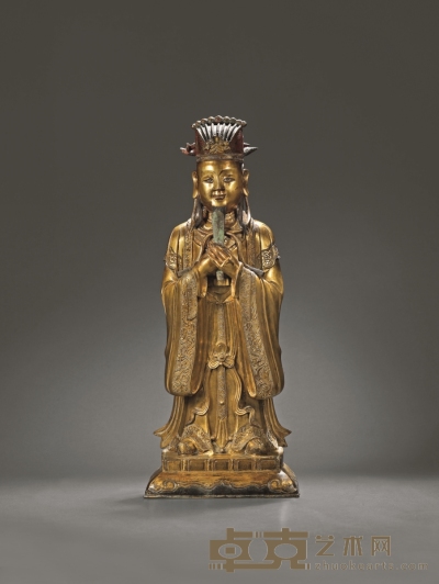 明·铜鎏金“三殿宋帝王麻爷”立像 高：48.5cm