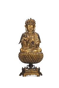 明·铜鎏金观世音菩萨坐像