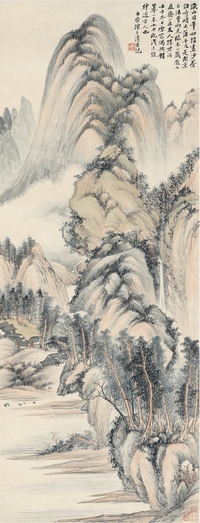 陈子清 摹吴历山水