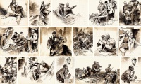 佚 名 《伟大的共产主义战士——白求恩》插图原稿十五帧 