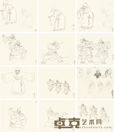 陆 青 《骄傲的将军》 动画线稿十二帧 24×26.5cm×12