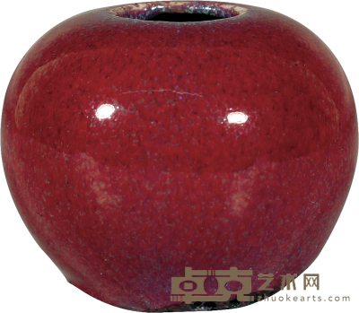 清·乾隆钧红窑变釉苹果尊 H：5.5cm