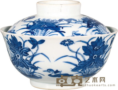 清·道光青花花卉纹盖碗 H:6cm D:11.5cm