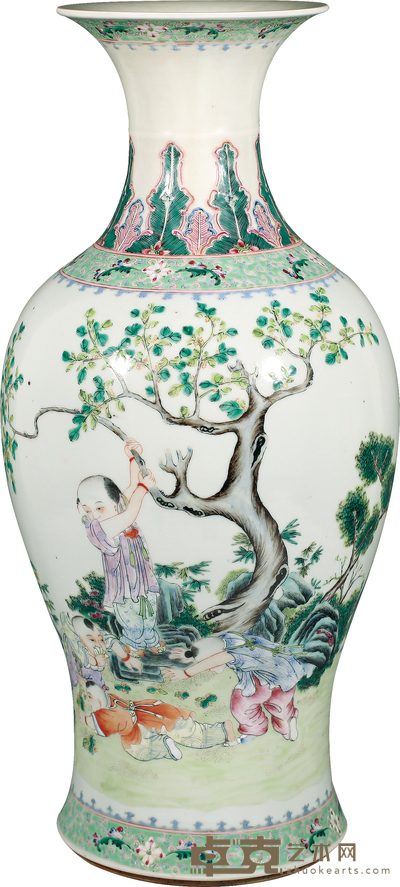 民国·粉彩折桂图纹观音瓶 H：44.5cm
