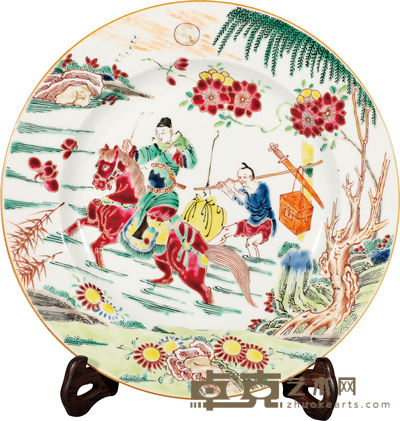 清·雍正粉彩人物故事纹盘 D:22.8cm