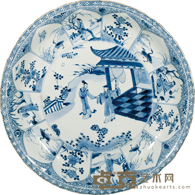 清·康熙青花人物纹盘 H:29cm