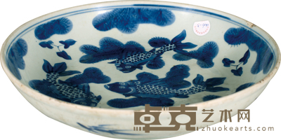 清·康熙青花鱼藻纹盘 D:28.3cm