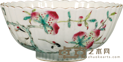 清·道光粉彩仙桃贺寿纹碗 D:12cm