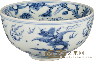 明·弘治青花人物故事纹孔明碗 D:16.5cm