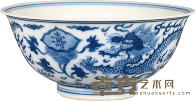 清·道光青花龙纹碗 D:13cm