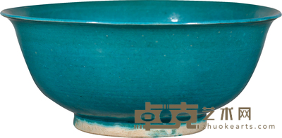 清·康熙孔雀蓝釉碗 H:7.5cm D:17.5cm
