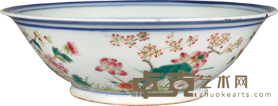 晚清·青花粉彩花卉纹碗 D:26.3cm H:8cm