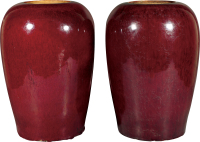 清·中期红釉冬瓜罐（2 只）