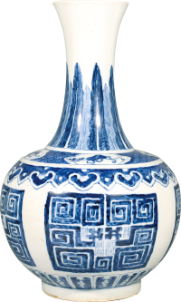 清·中期青花蘷龙纹天球瓶