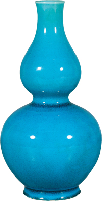 清·中期孔雀蓝釉葫芦瓶