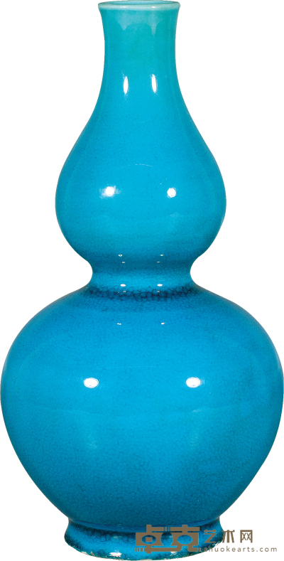 清·中期孔雀蓝釉葫芦瓶 H：16cm