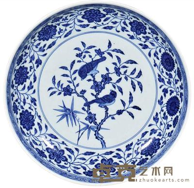 青花花鸟纹盘 H:25.5cm