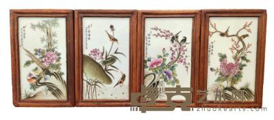 春夏秋冬四季瓷板画挂屏 13.3cm×23.3cm