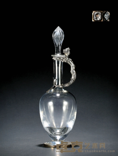 1870年制 奥迪欧（Odiot）纯银美人鱼饰水晶酒壶 高：36cm 重量：约1581g