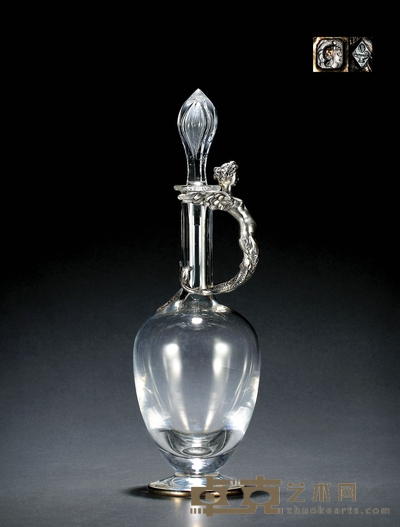 1870年制 奥迪欧(Odiot)纯银美人鱼饰水晶酒壶 高:36cm 重量:约1581g