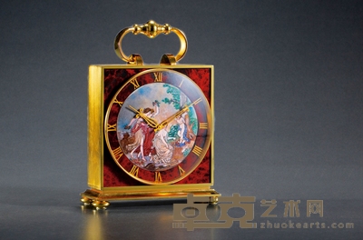 1930年制 伊姆霍夫(IMHOF)彩绘珐琅方形马车钟 长:19cm 宽:7cm 高:26cm