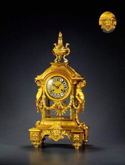 1880年制 亨利·皮卡德拿破仑三世风格鎏金四明钟