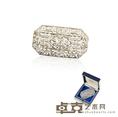 装饰艺术时期(ART DECO) 钻石胸针 5.2×3cm 总重量:约15.32g