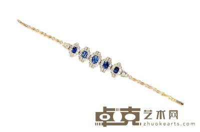 维多利亚时期 蓝宝石及钻石手链 长：17cm 重量：约12.24g