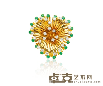 1960年制 18K金祖母绿及钻石 3.6×3.8cm 重量:约23.47g