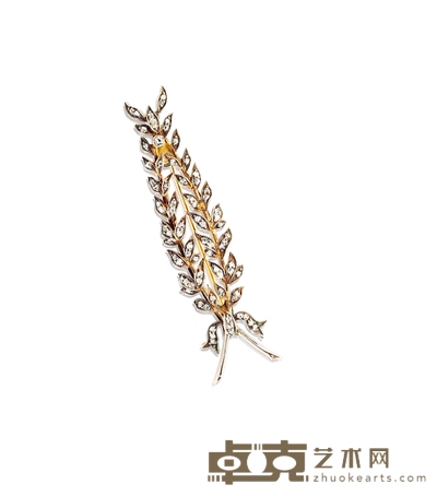 维多利亚时期 麦穗饰钻石胸针 5.5×1.2cm 总重量:约10.37g