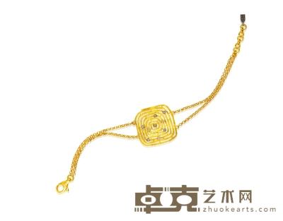 装饰艺术时期（ART DECO）18K黄金及钻石手链 链长：18.8-20.8cm 饰面宽：2.6cm
总重量：约7.7g