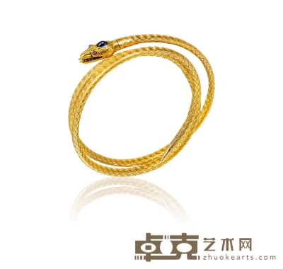 维多利亚时期 黄金灵蛇手镯 重量：约41g