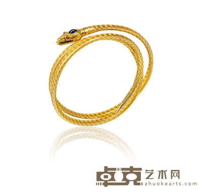 维多利亚时期 黄金灵蛇手镯 重量:约41g