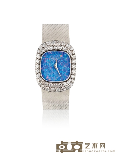 1970年制 百达翡丽(PATEK PHILIPPE)18K白金镶嵌钻石欧泊表盘女士腕表 表径:23mm