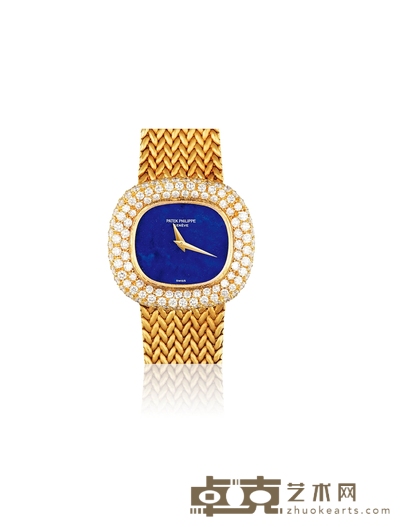 1980年制 百达翡丽(PATEK PHILIPPE)18K黄金镶嵌钻石青金石表盘女士腕表 表径:28×26mm