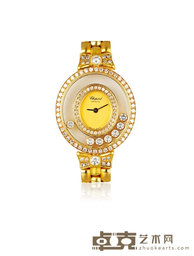 肖邦(CHOPARD)HAPPY DIAMONDS系列18K黄金钻石女士腕表 表径:26×28mm
