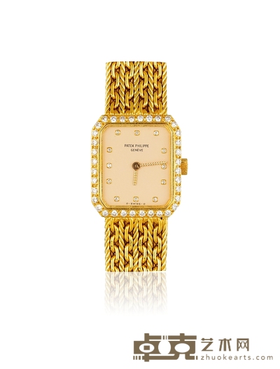 1970年制 百达翡丽(PATEK PHILIPPE)18K黄金镶嵌钻石女士腕表 表径:19×23mm