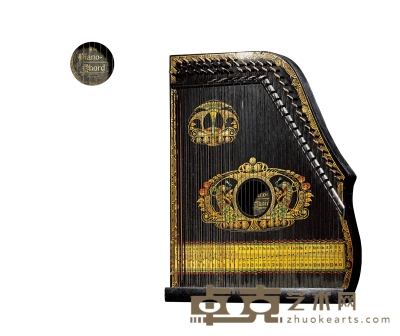 十九世纪制 德国黑檀木古董竖琴 长：50cm 宽：40cm