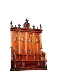 1870年制 文艺复兴风格胡桃木人物雕刻卡萨盘卡长椅