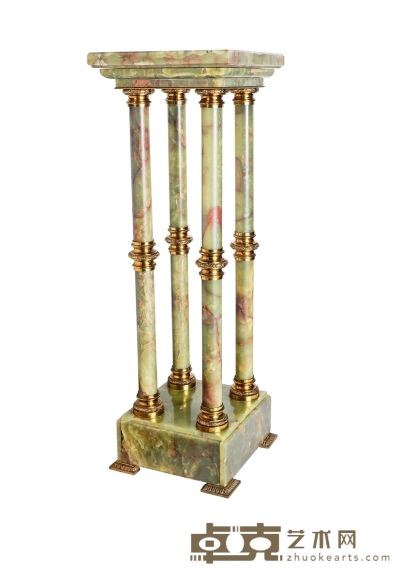 十九世纪制 铜鎏金饰理石四柱式罗马柱 高：103cm 宽：35×34cm