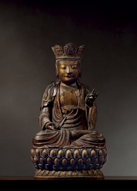 清·木雕漆金地藏菩萨像