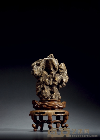 清·太湖石供石摆件 带座高：29.4cm