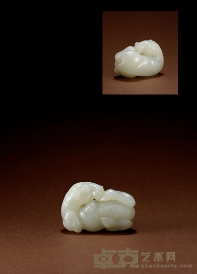 清·白玉滚马把件 高:2.5cm 长:5.3cm